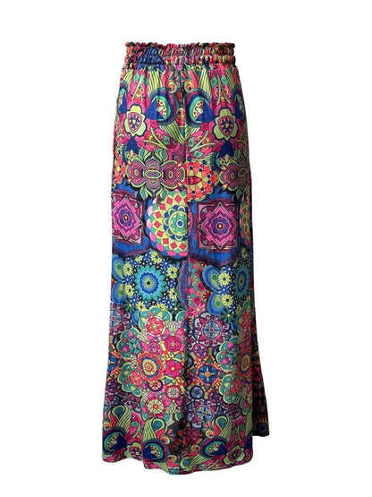 women_fashion - littlescollectionSkirtPrinted Vibrant Maxi Skirt with Pockets For Summer Festivalsdrawstring skirt