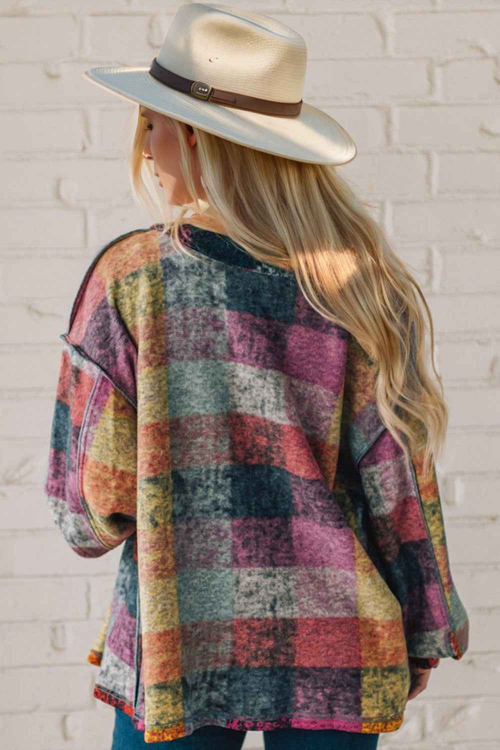 DT Full Size Exposed Seam Fleece Shacket