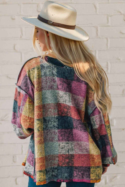 DT Full Size Exposed Seam Fleece Shacket