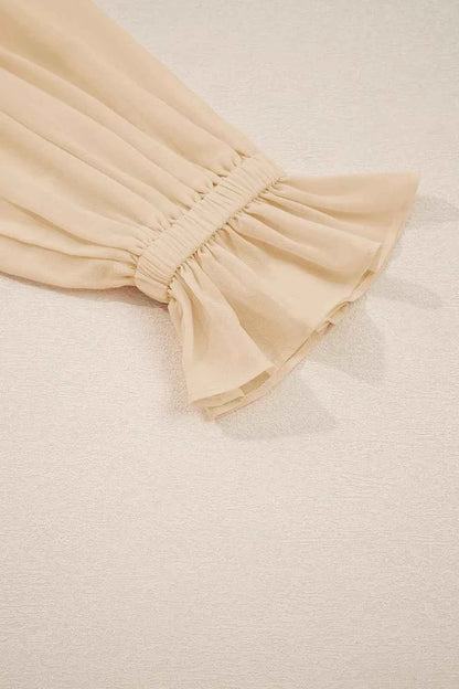 women_fashion - littlescollectionblouseRound Neck Ruffle Blouse Vintage Vibes Chic And Versatilerufflel sleeve blouse