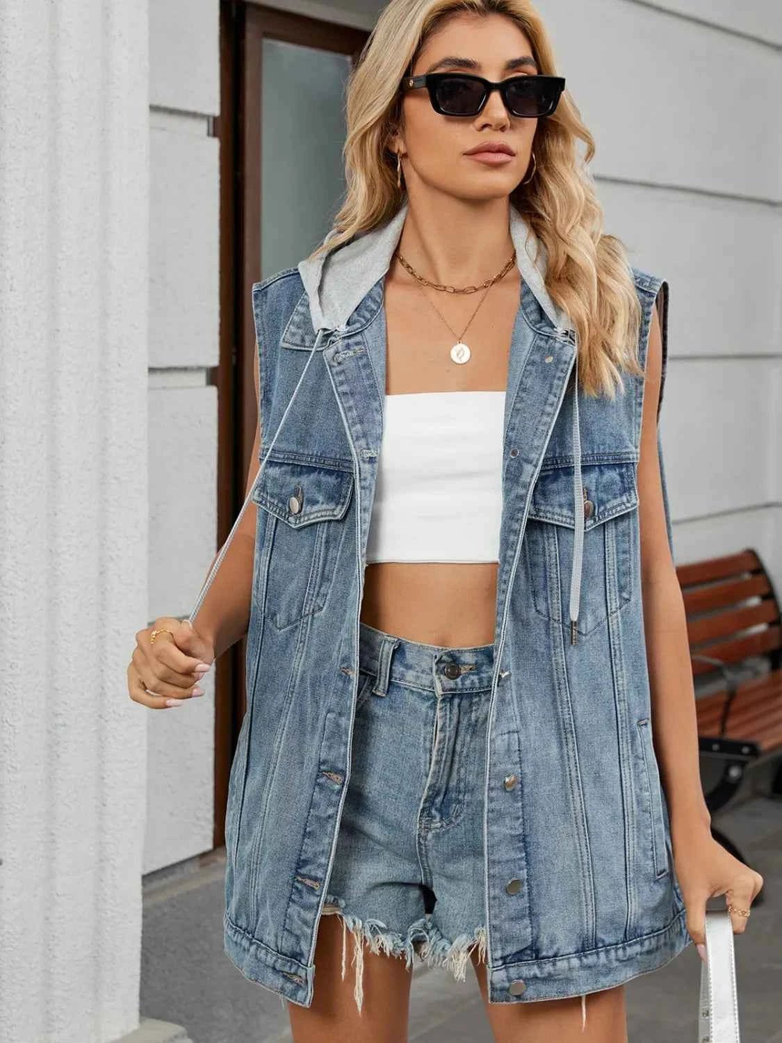 US Flag Button Up Denim jean Jacket