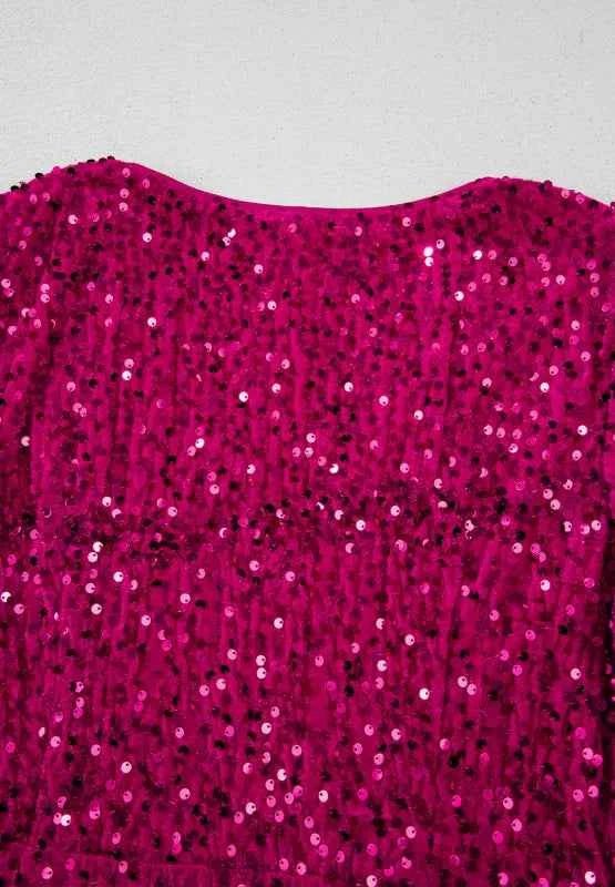 women_fashion - littlescollectionmini dressSequin Surplice Long Sleeve Mini DressSequin dress