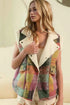 Snap Down Plaid Fleece Vest with Pockets