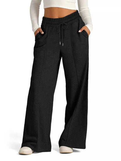women_fashion - littlescollectionsweatpantsWide Leg Drawstring Sweatpants Womencomfortable pants women