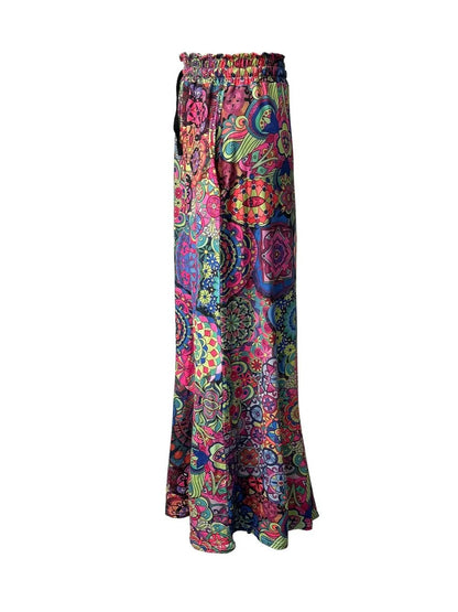 women_fashion - littlescollectionSkirtPrinted Vibrant Maxi Skirt with Pockets For Summer Festivalsdrawstring skirt