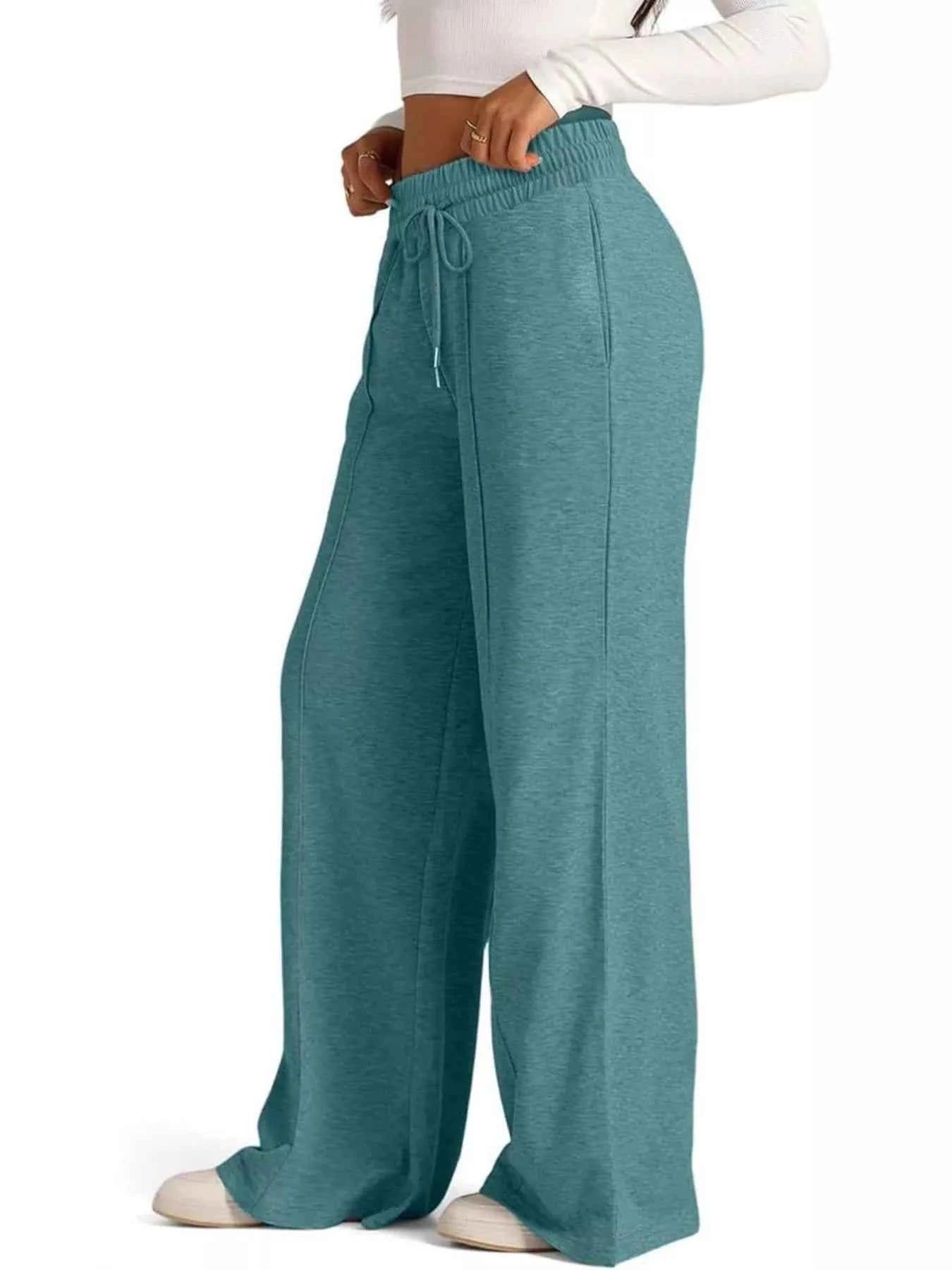 women_fashion - littlescollectionsweatpantsWide Leg Drawstring Sweatpants Womencomfortable pants women