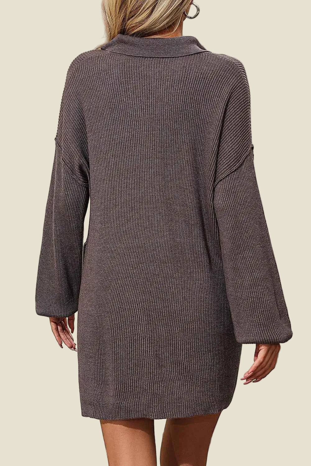 Collared Sweater Dress with Pockets