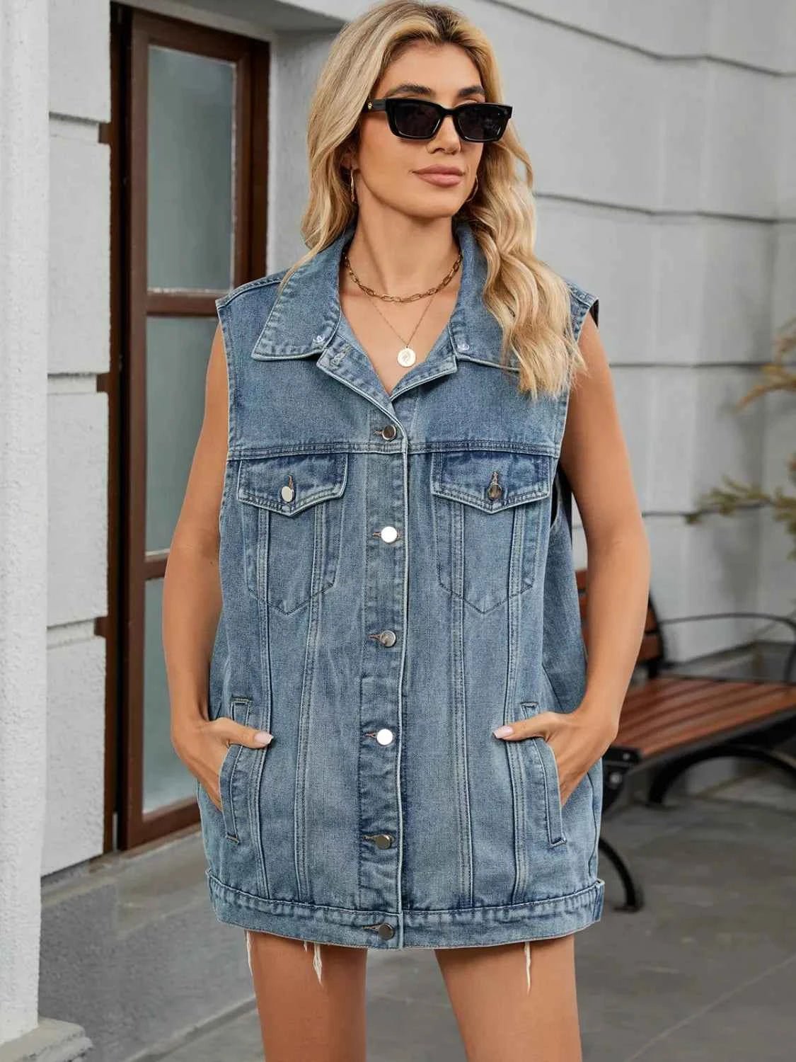 US Flag Button Up Denim  jean Jacket