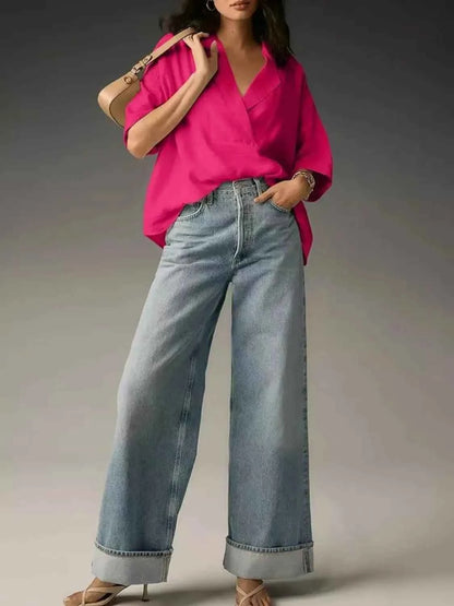 Collared Neck Half Sleeve Blouse