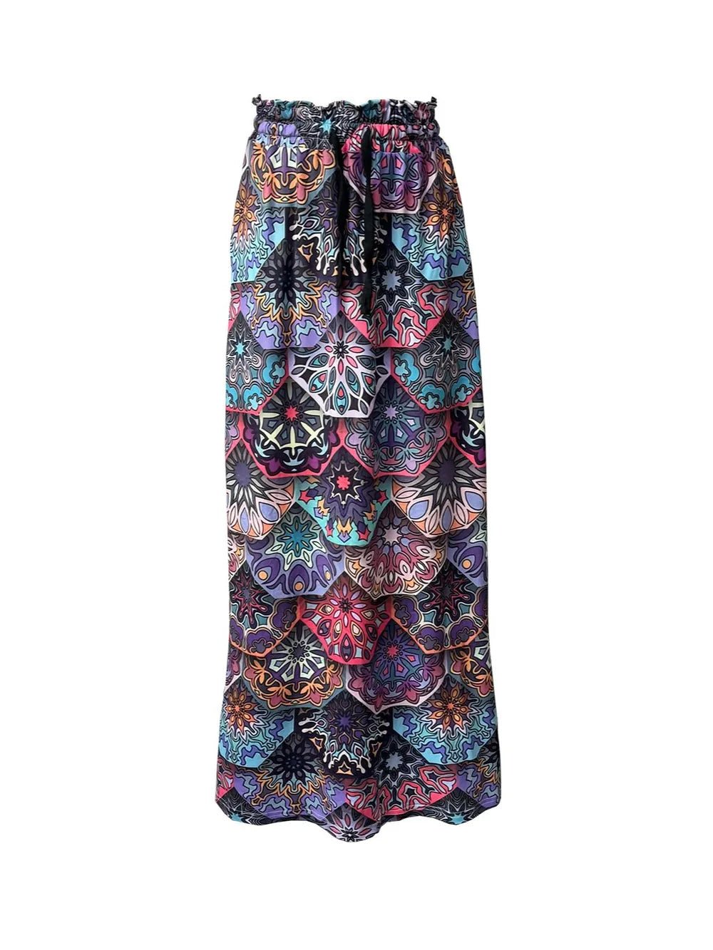 women_fashion - littlescollectionSkirtPrinted Vibrant Maxi Skirt with Pockets For Summer Festivalsdrawstring skirt