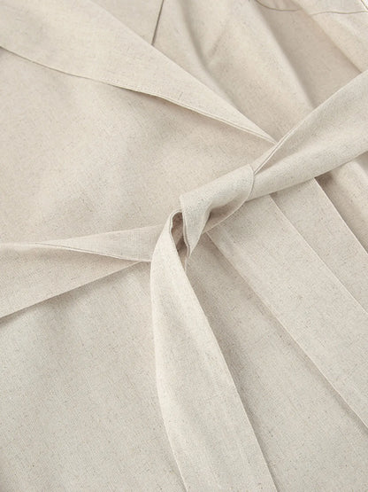 women_fashion - littlescollectionDressBelted Cap Sleeve Linen - Cotton Maxi DressChic Charm