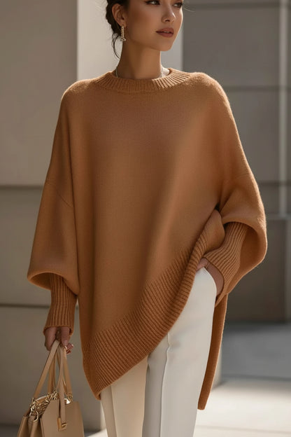 Oversized Batwing Sleeve Round Neck Sweater