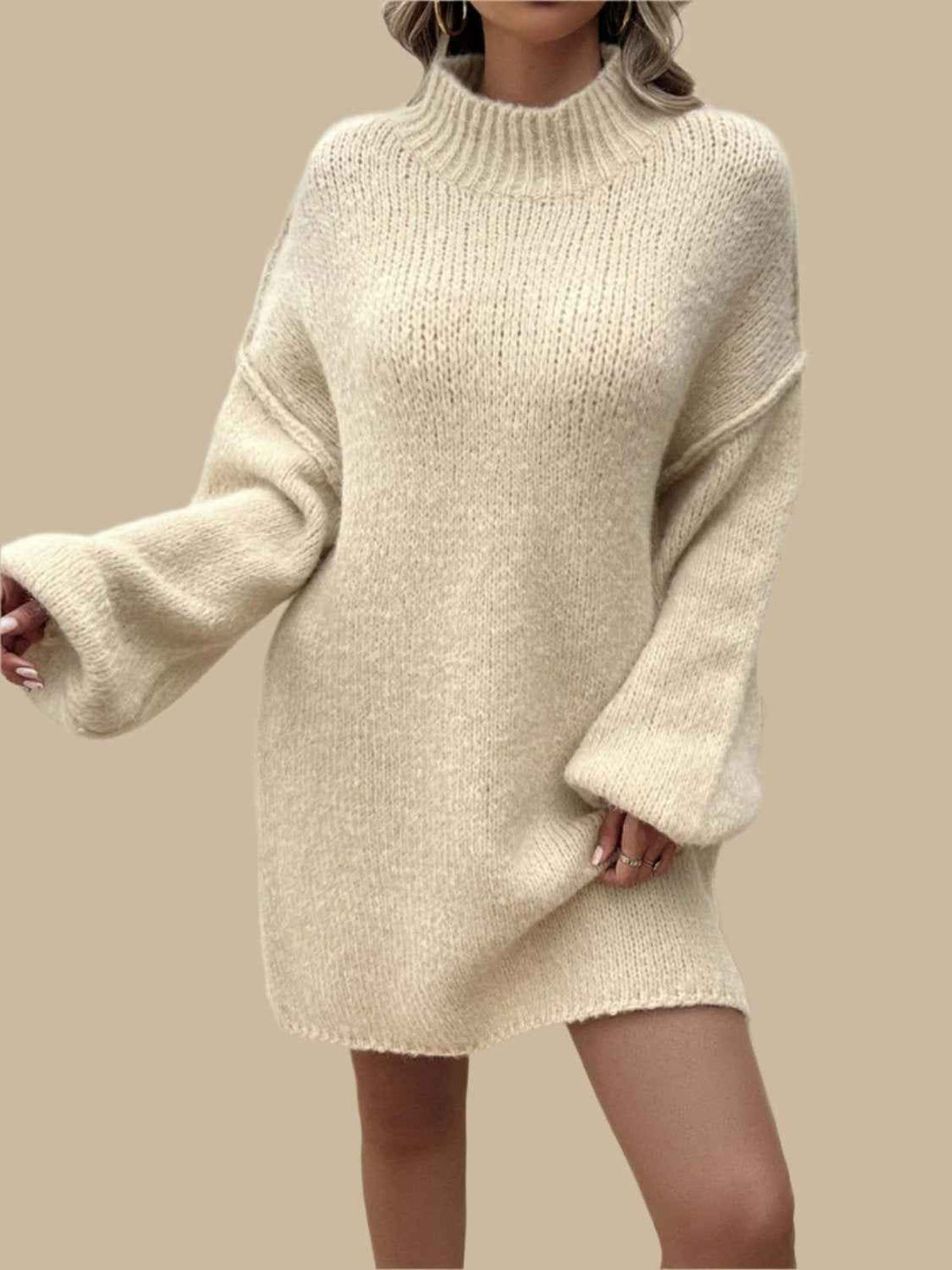 Devine Mock Neck Sweater Dress