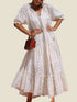 Tie Neck Half Sleeve Tiered White Dress