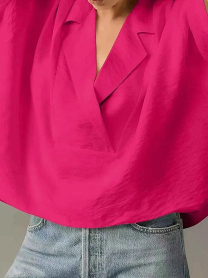 Collared Neck Half Sleeve Blouse