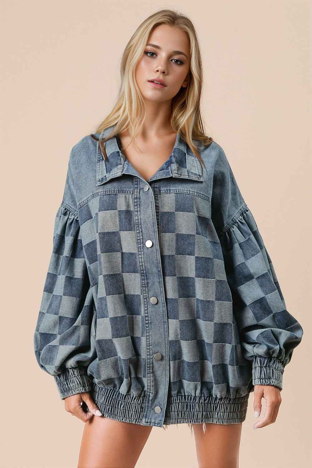DT Checkered Cotton Denim Jacket