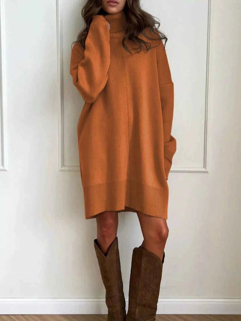 women_fashion - littlescollectionSweater dressesSolid Color Drop Shoulder Sweater Dresschristmas dresses