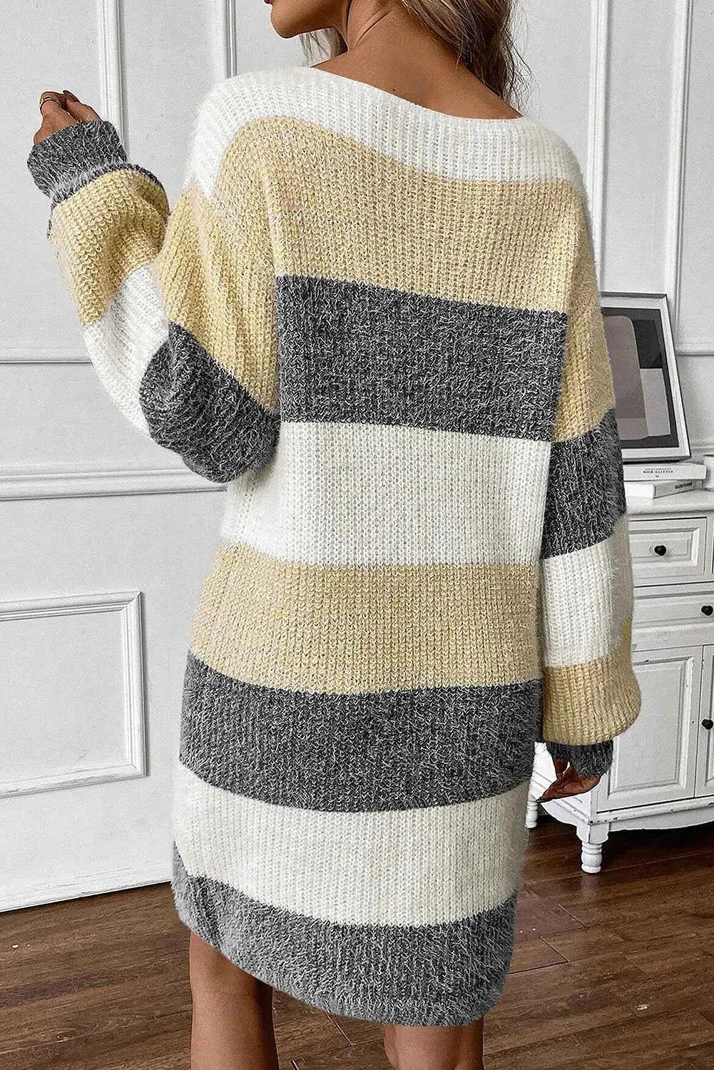 Color Block Sweater Midi Dress 