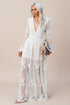 Floral Lace Slit Maxi Dress in White - Women