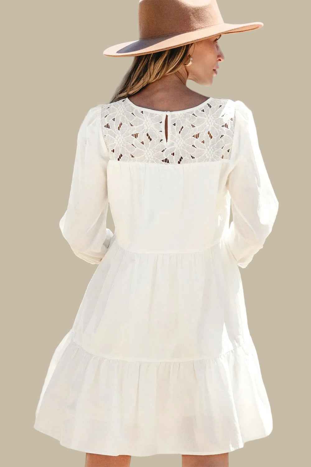 women_fashion - littlescollectionDressLace Detail Tiered Mini Dress with Pocketsmini dress
