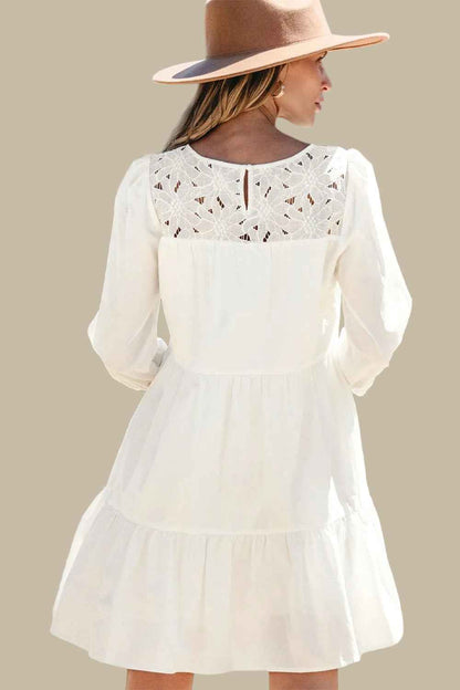 women_fashion - littlescollectionDressLace Detail Tiered Mini Dress with Pocketsmini dress