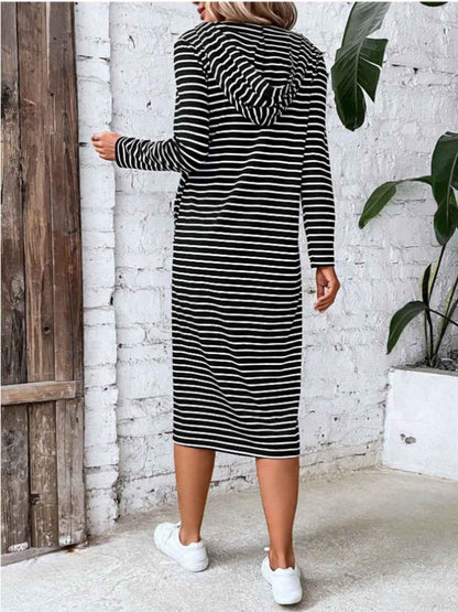 Striped Hooded Cotton Dress