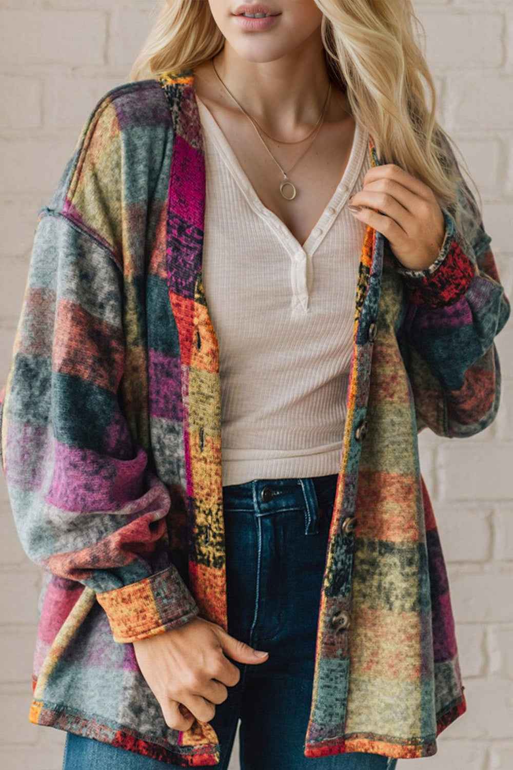 DT Full Size Exposed Seam Fleece Shacket