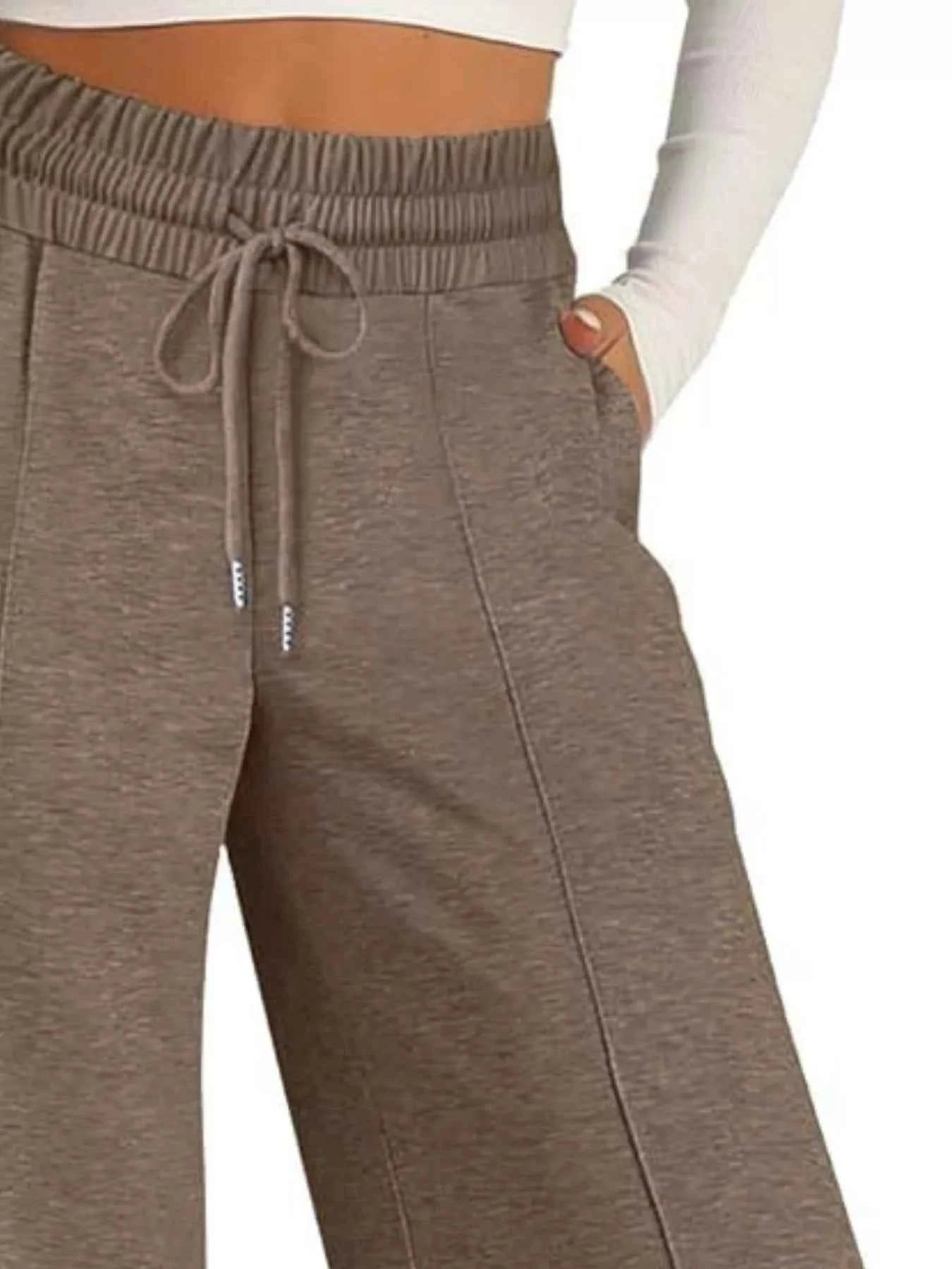 women_fashion - littlescollectionsweatpantsWide Leg Drawstring Sweatpants Womencomfortable pants women