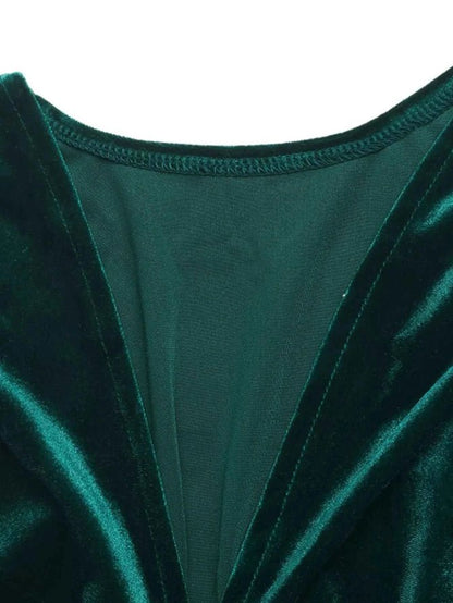 women_fashion - littlescollectionEvening GownVelas Velvet V - Neck Long Sleeve Dresschristmas dresses