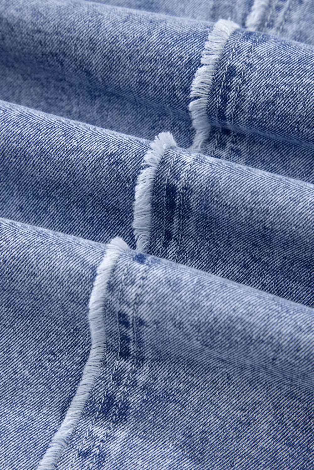 Raw Hem Long Sleeve Denim Cotton Dress