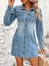 Pocketed Button Up Washed Denim Dress
