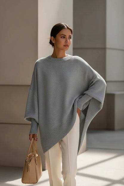 women_fashion - littlescollectionSweaterOversized Batwing Sleeve Round Neck Elegant Soft Sweaterlittlescollection