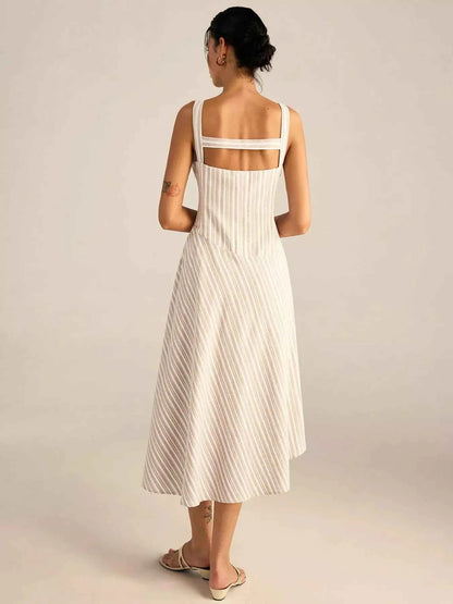 Striped Cotton Midi Dress Plus Size