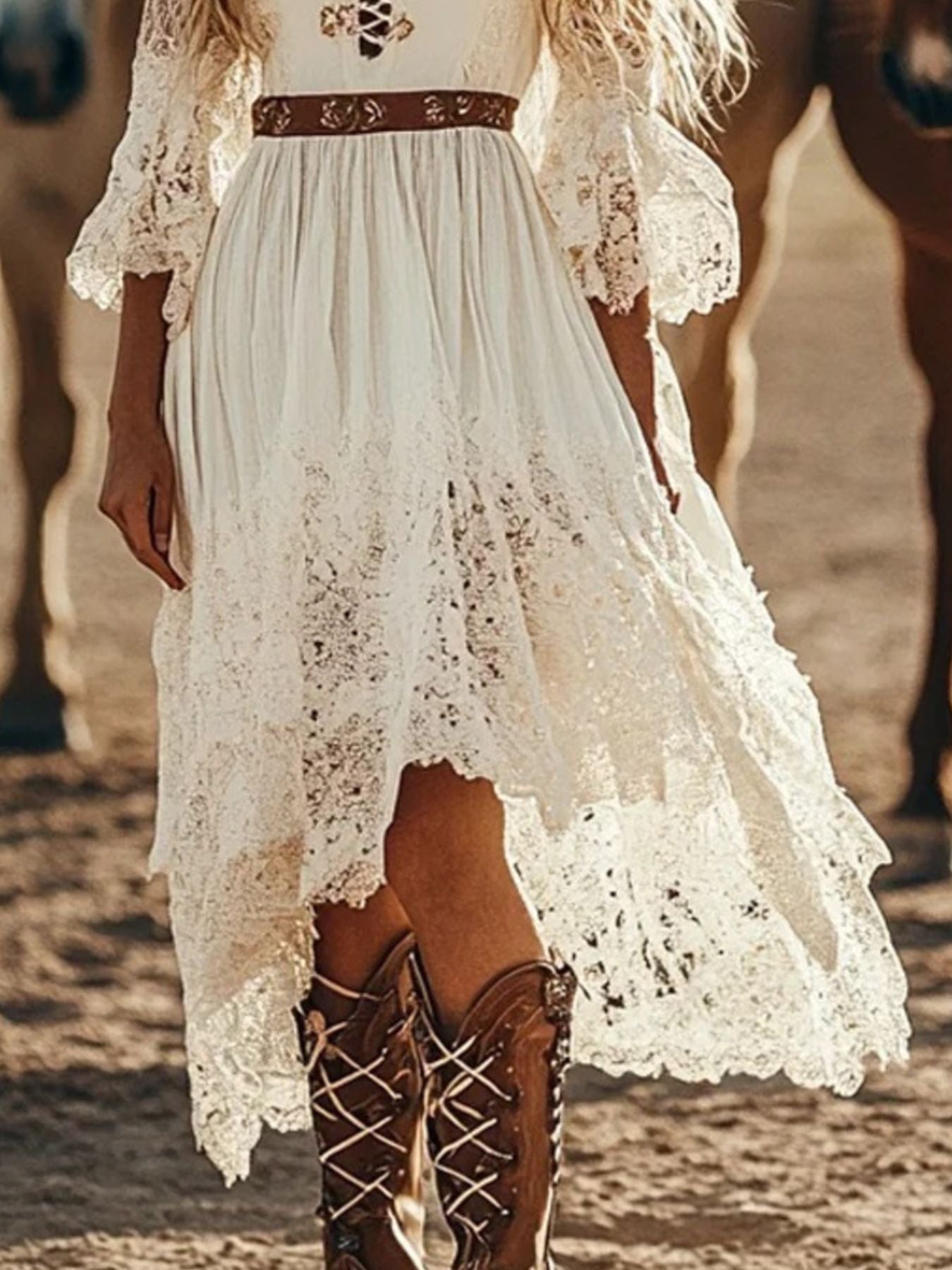 women_fashion - littlescollectionDressLace Trimmed High - Low Vintage Dress Womenelegant dress women