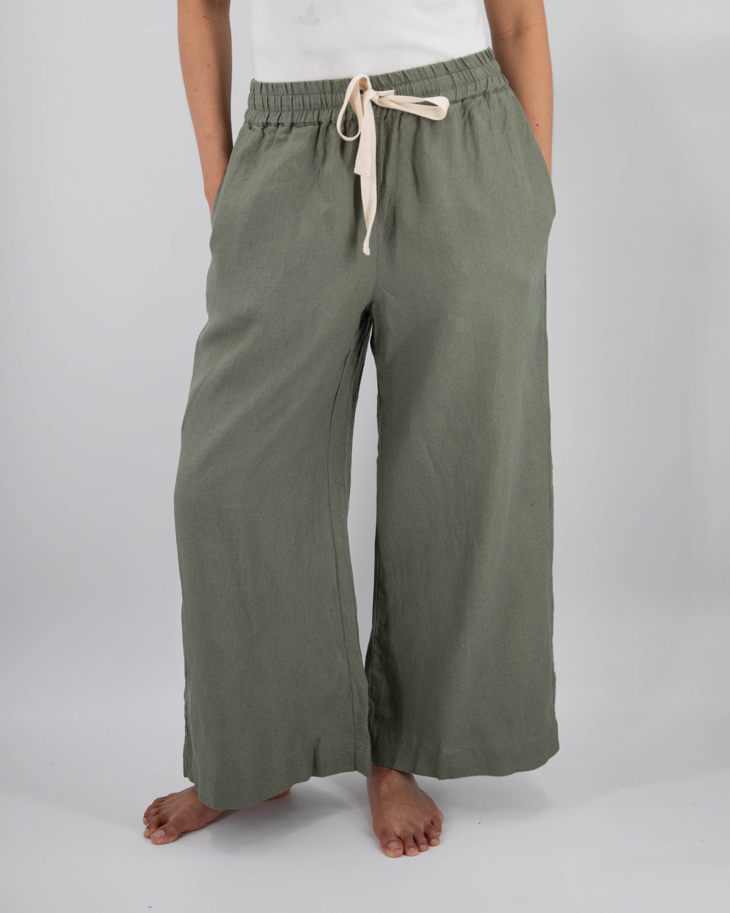 women_fashion - littlescollectionWomen pantsAva Wide Leg French Linen Drawstring Pant - Womendrawstring pant women