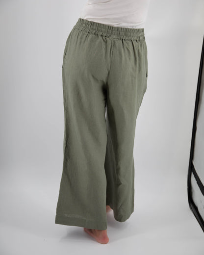 women_fashion - littlescollectionWomen pantsAva Wide Leg French Linen Drawstring Pant - Womendrawstring pant women