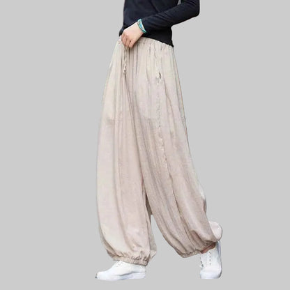 Women Vintage Literature Tie-dye Pants Cotton Linen