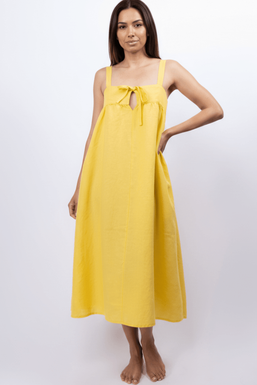 women_fashion - littlescollectionlinen dressRehana Linen Midi Strap Dress Linencasual dress
