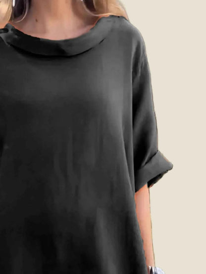 Boho Midi Dress Oversized Round Neck Casual Dress