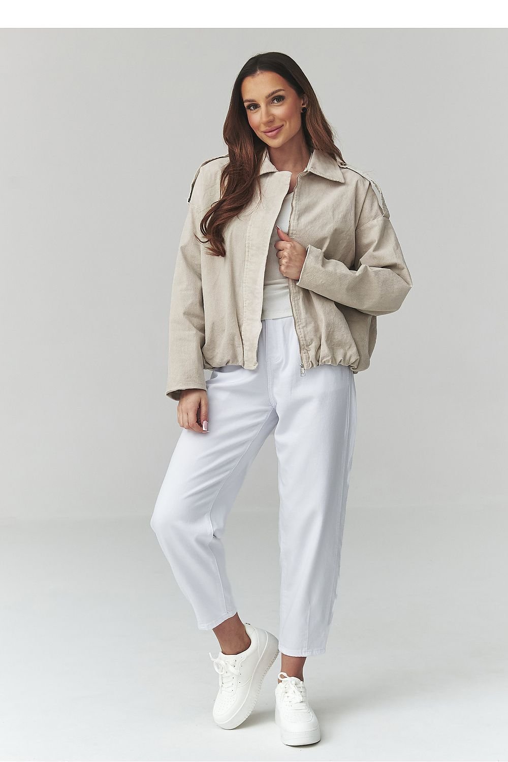 women_fashion - littlescollectionJacketsCorduroy Cotton Bomber Jacket | Zip - Up Loose Fit | One Sizecotton jacket