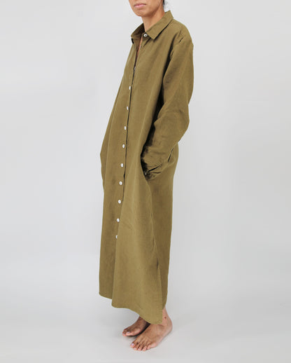Cotton dress French Linen Maxi Dress with Pockets Women casual maxi dress