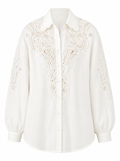 Ethereal Embroidered Linen Blouse