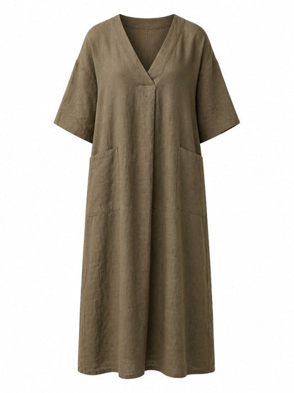 Grounded Cotton Linen Maxi Dress