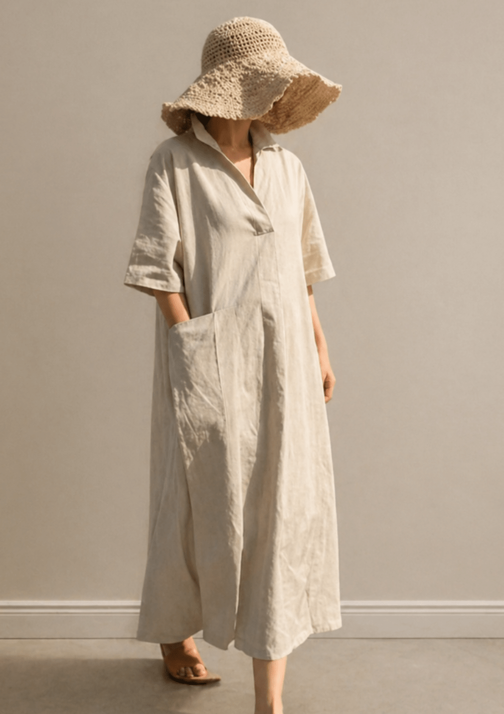 Mira vintage linen dress with pockets