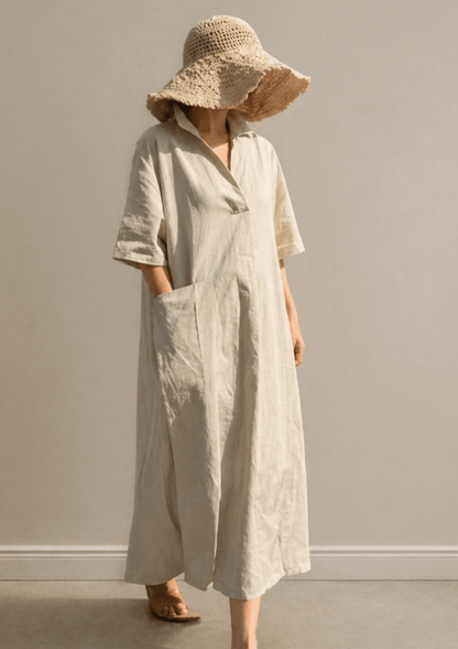 Mira vintage linen dress with pockets