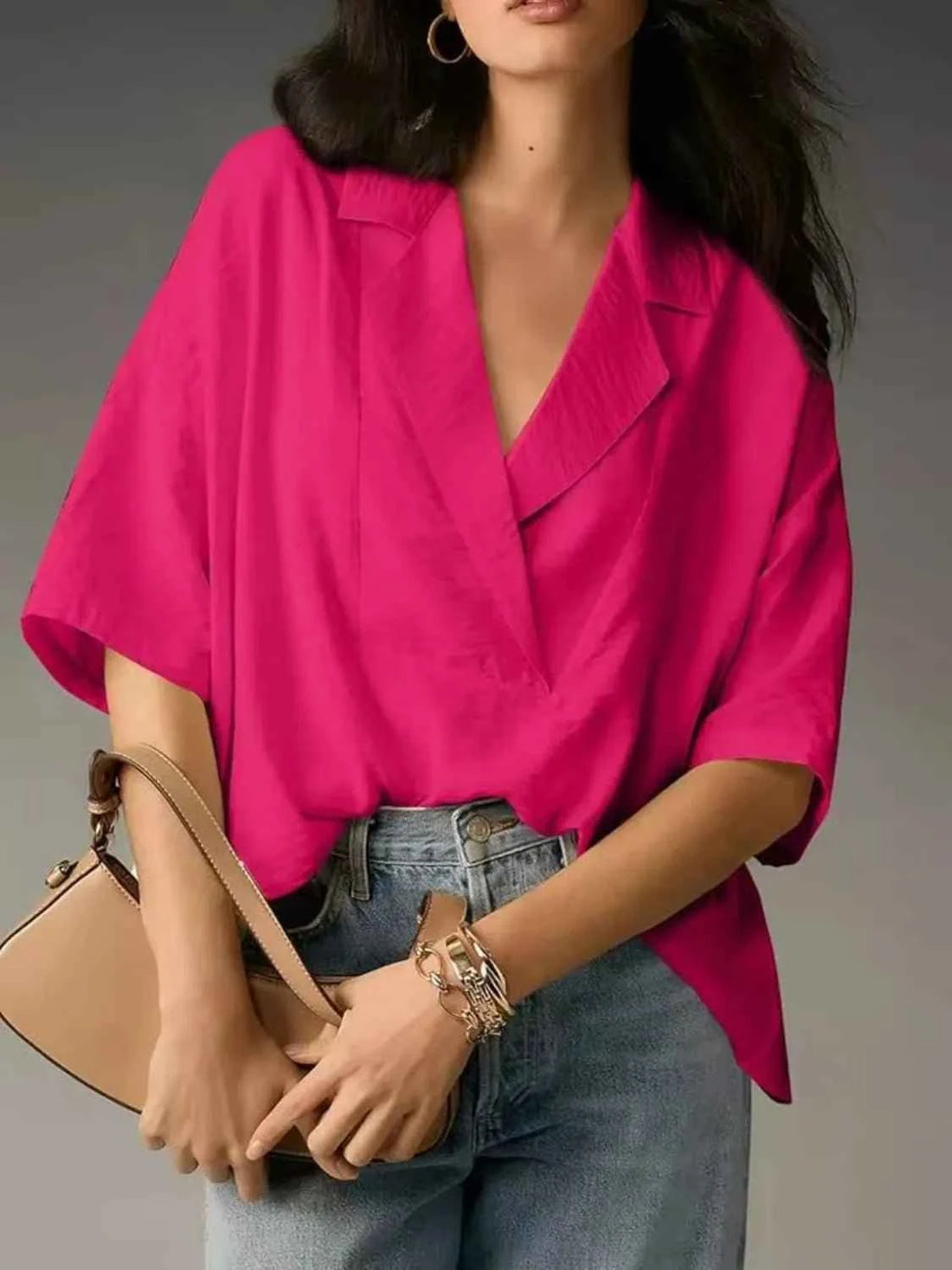 Collared Neck Half Sleeve Blouse
