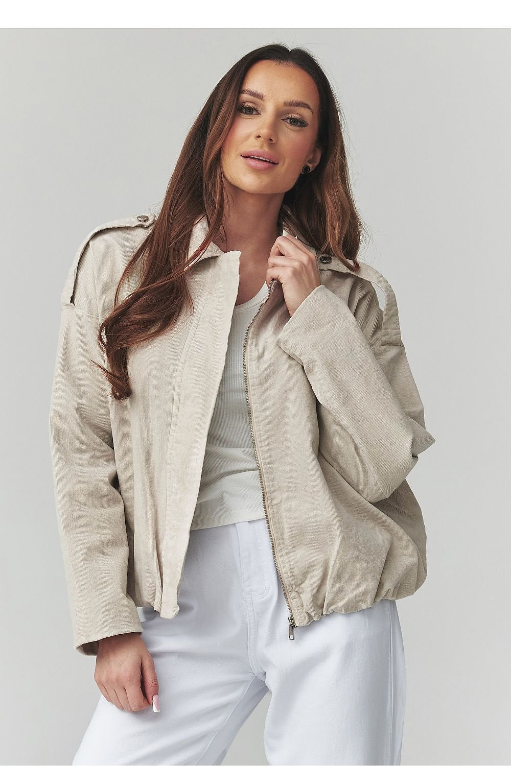 women_fashion - littlescollectionJacketsCorduroy Cotton Bomber Jacket | Zip - Up Loose Fit | One Sizecotton jacket