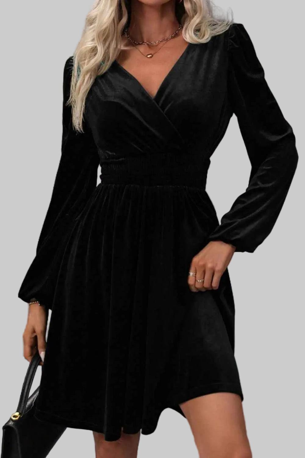 Crossover Bodice Black  Velvet Dress