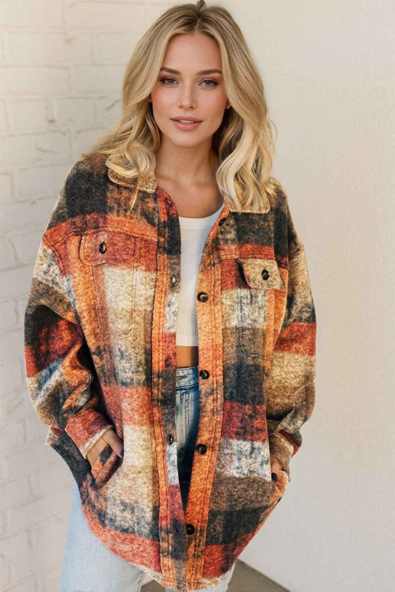 DT Button Up Plaid Fleece Shacket