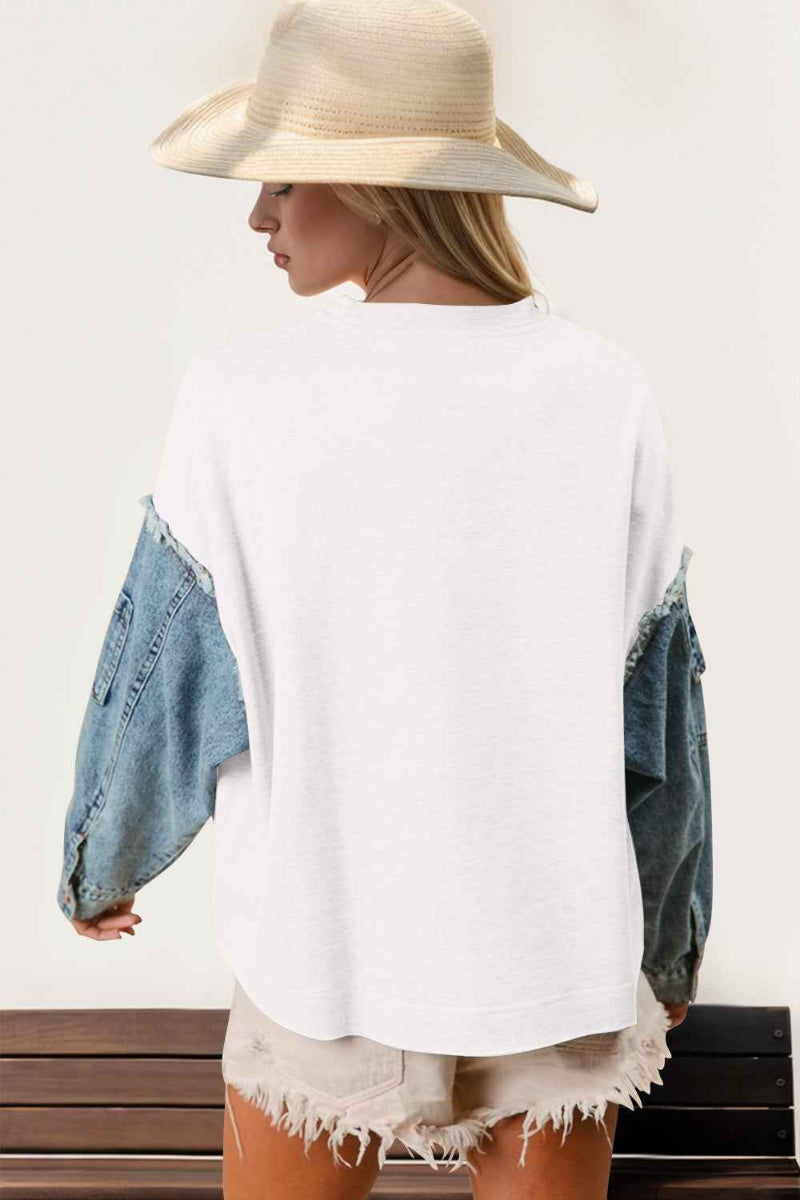 DT Raw Edge Star Contrast Cotton Sweatshirt